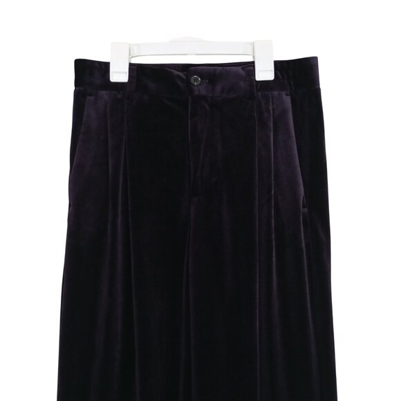 Zara Pants Velvet Wide-Leg Trousers With Side & Back Pockets Size S Purple women - Picture 5 of 13